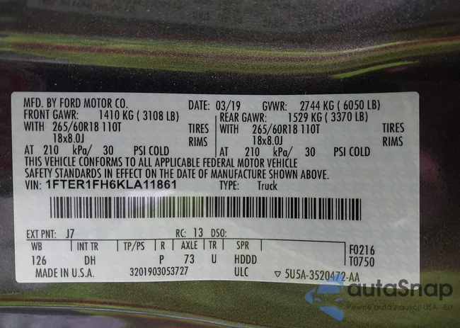 1FTER1FH6KLA11861: 43562340