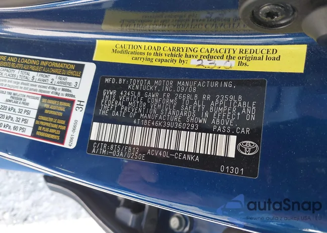 4T1BE46K39U360293: 43562343