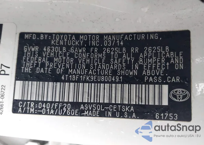 4T1BF1FK9EU800491: 43563459