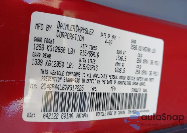 2D4GP44L67R317225: 43563504