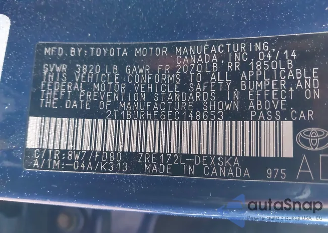 2T1BURHE6EC148653: 43563574