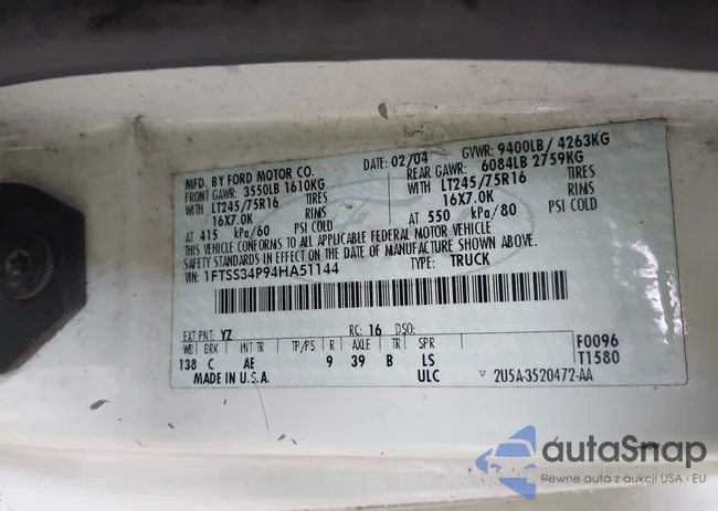 1FTSS34P94HA51144: 43563697