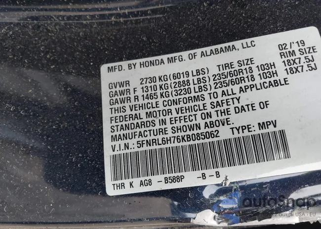 5FNRL6H76KB085062: 43563769