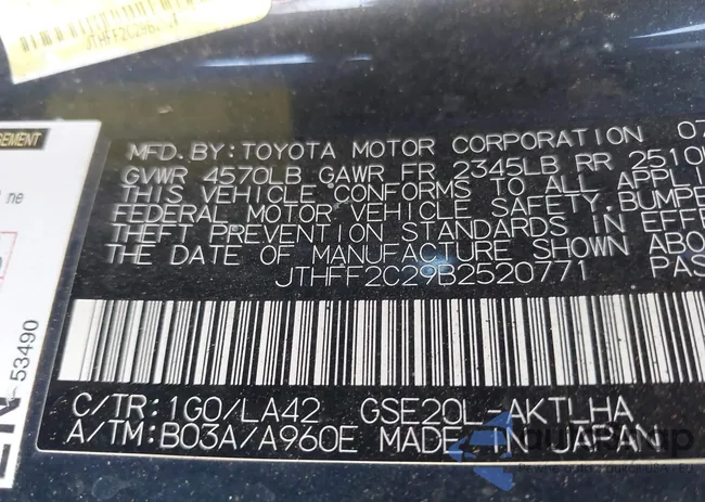 JTHFF2C29B2520771: 43563251