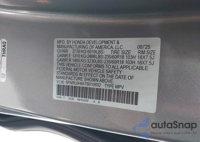 5FNRL6H64TB010692: 43563253