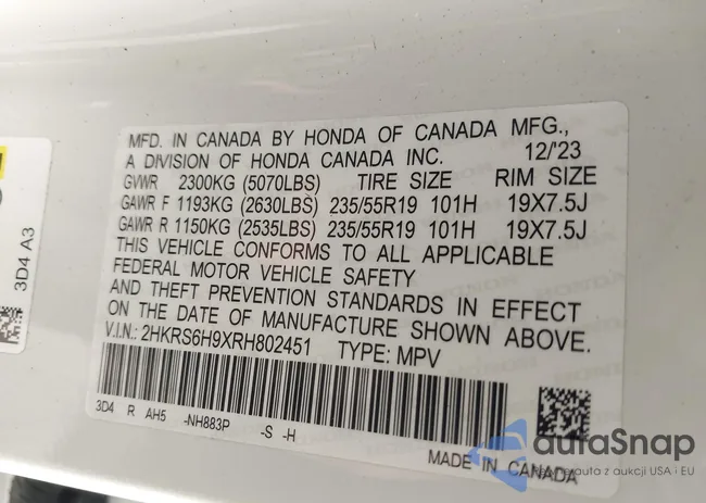 2HKRS6H9XRH802451: 43563287