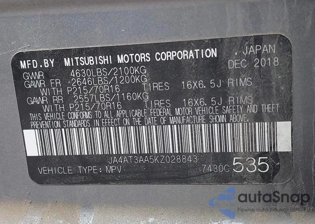 JA4AT3AA5KZ028843: 43564464