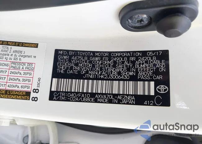 JTNB11HK2J3006430: 43564559