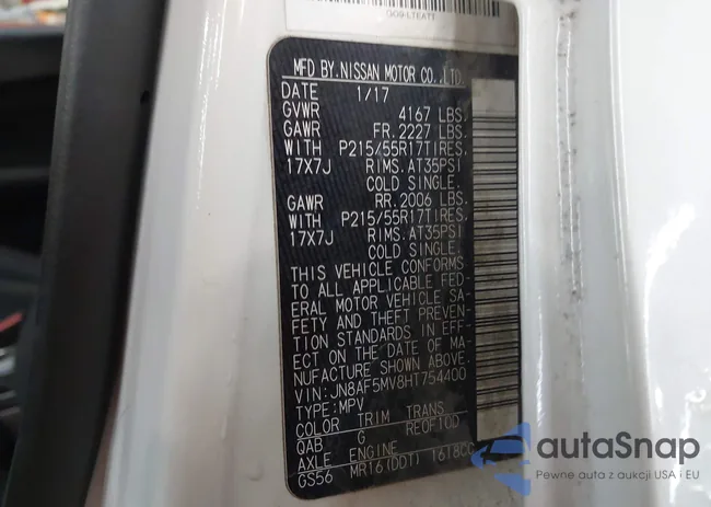 JN8AF5MV8HT754400: 43564568