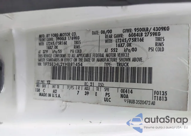 1FTSE34L2YHB81454: 43564569