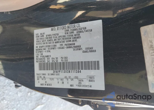 3FAFP11352R111284: 43564571