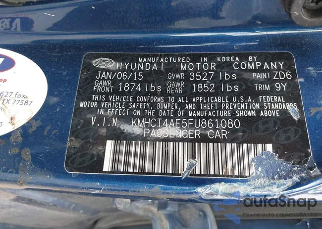 KMHCT4AE5FU861080: 43564602