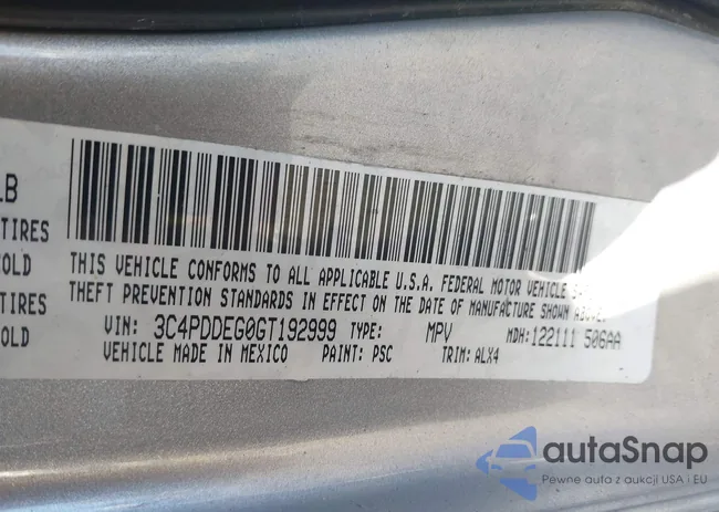 3C4PDDEG0GT192999: 43564938