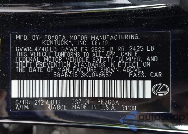 58ABZ1B13KU046657: 43564953