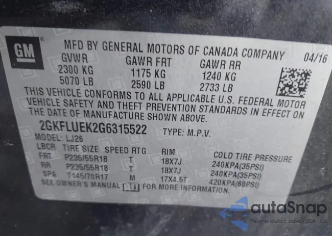 2GKFLUEK2G6315522: 43564191