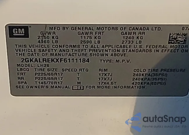 2GKALREKXF6111184: 43564257