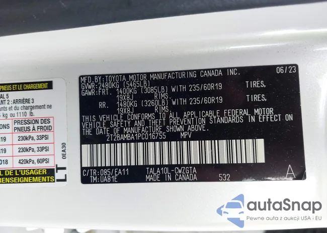 2T2BAMBA1PC016755: 43564274