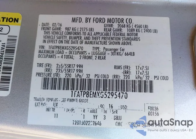 1FATP8EMXG5295470: 43564311