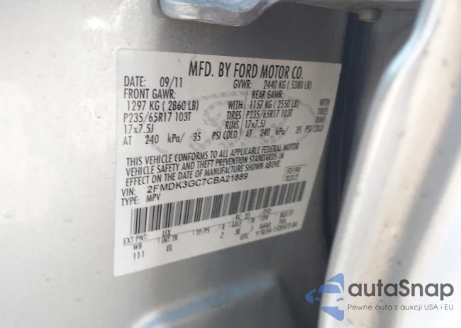 2FMDK3GC7CBA21889: 43565534