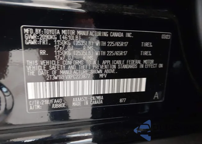 2T3W1RFVXPC223877: 43565692