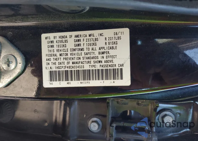 1HGCP2F46CA004505: 43565783