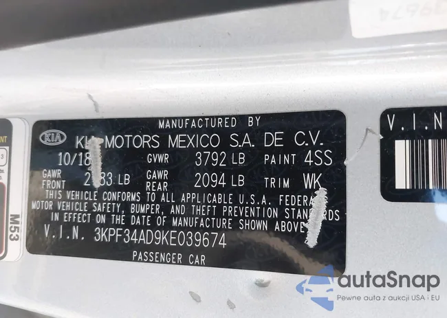 3KPF34AD9KE039674: 43565812