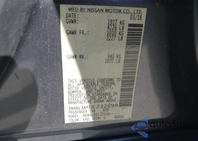 1N4AL3AP1JC232699: 43565899