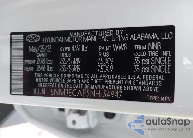 5NMJECAE5NH134947: 43564963