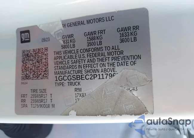 1GCGSBEC2P1179671: 43564995