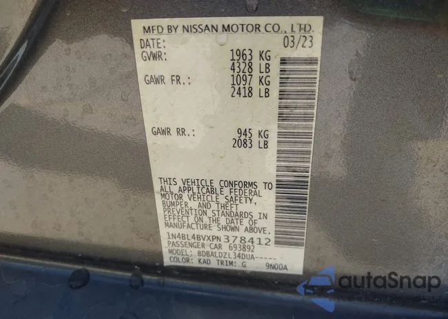 1N4BL4BVXPN378412: 43565014