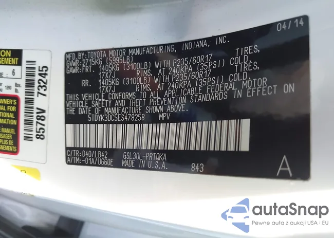 5TDYK3DC5ES478258: 43565045