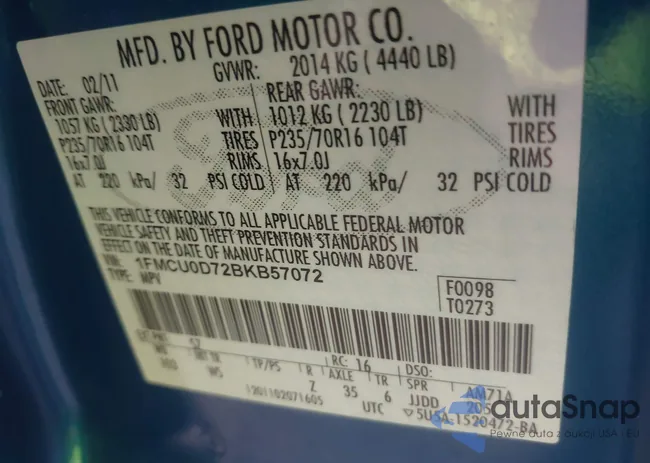 1FMCU0D72BKB57072: 43565101