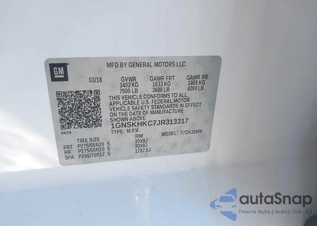 1GNSKHKC7JR313317: 43565122