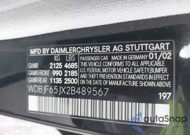 WDBJF65JX2B489567: 43565129