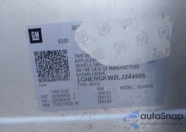 1GNERGKW2LJ244986: 43565153