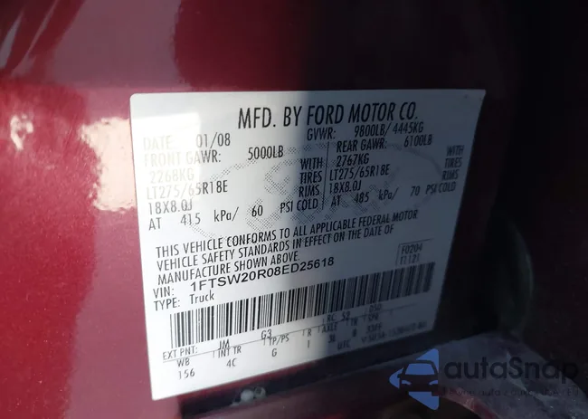 1FTSW20R08ED25618: 43565305