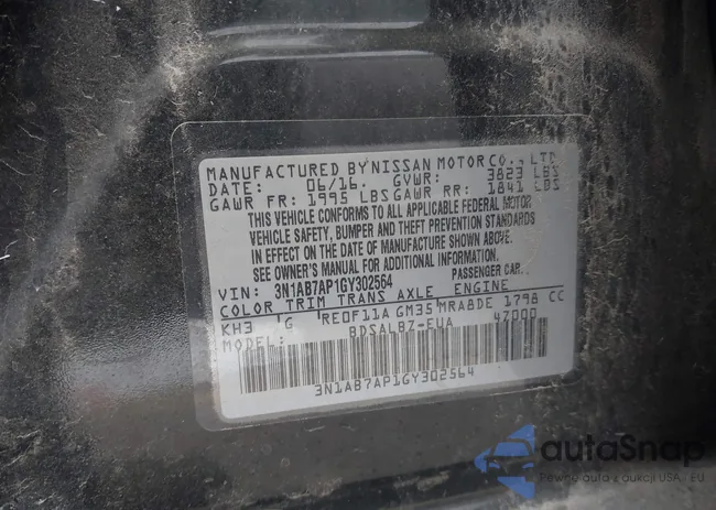 3N1AB7AP1GY302564: 43565317