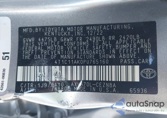 4T1C11AK0PU765160: 43565323