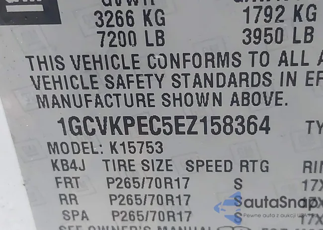 1GCVKPEC5EZ158364: 43565331