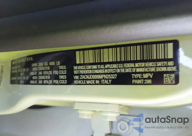 ZACNJDBB6MPN25327: 43565347