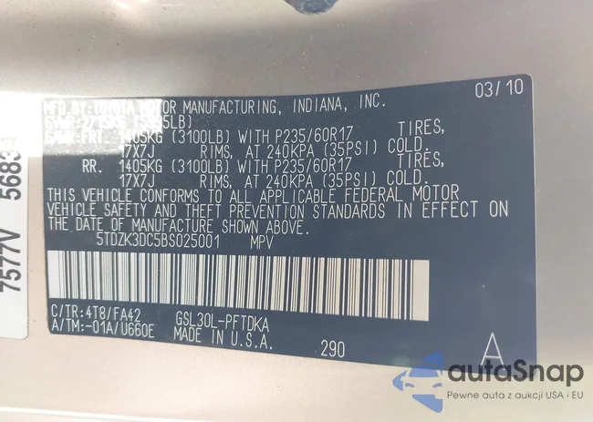 5TDZK3DC5BS025001: 43566433