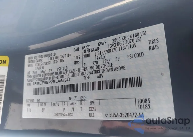 1FMEE9BP2RLA65347: 43566465