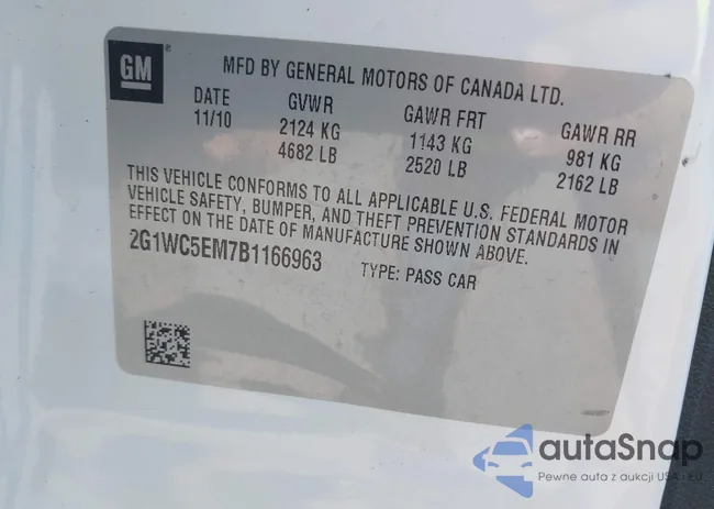 2G1WC5EM7B1166963: 43566520