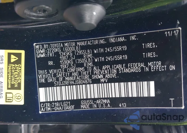 5TDJZRFH4JS804876: 43566788