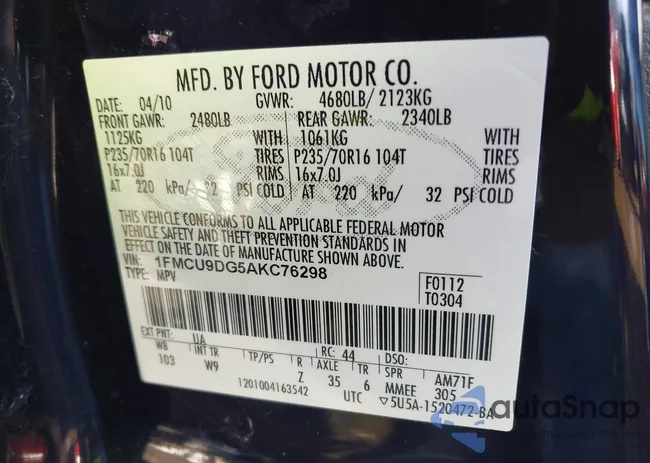 1FMCU9DG5AKC76298: 43567399