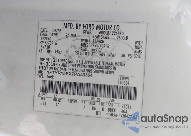 1FTYR15EX7PA40364: 43567427