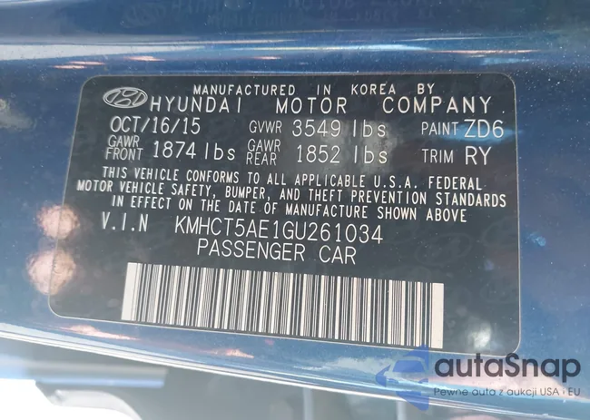 KMHCT5AE1GU261034: 43567470