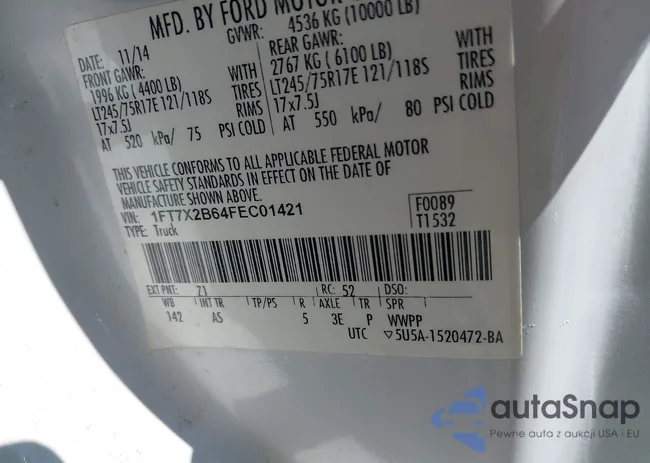 1FT7X2B64FEC01421: 43567608