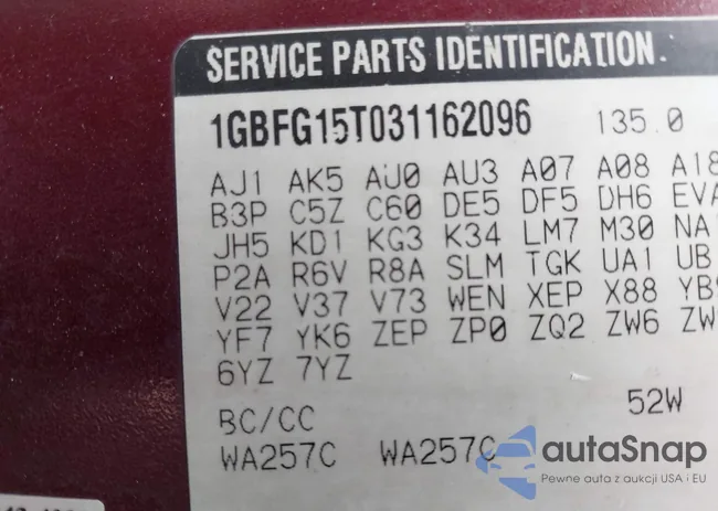 1GBFG15T031162096: 43567737