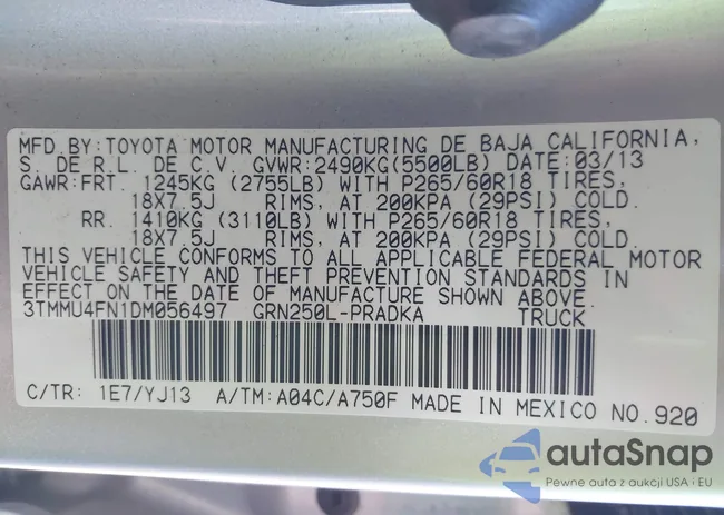 3TMMU4FN1DM056497: 43567888